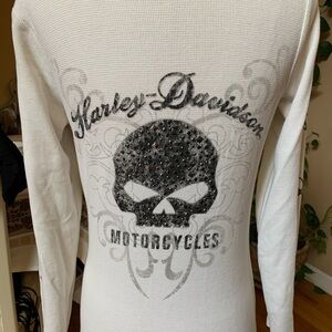 Harley Davidson waffle knit thermal hoodie